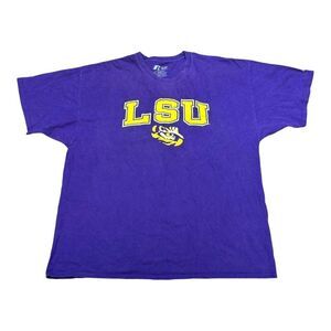 LSU Tigers Purple T-Shirt 2XL 2XG Russell Athletic 100% Cotton Vintage Football